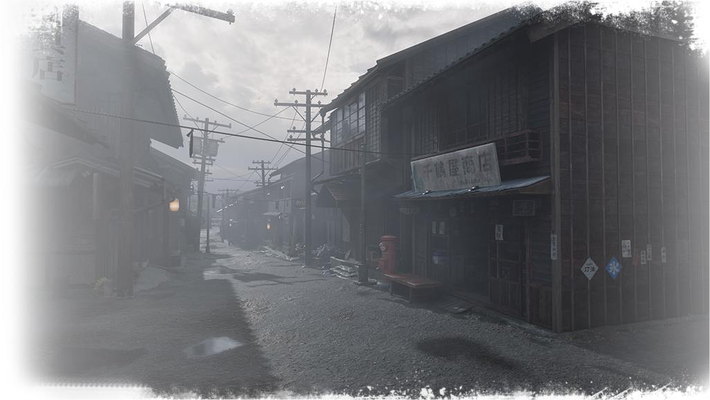 SILENT HILL f story scene - mysterious atmosphere in 1960s Japan